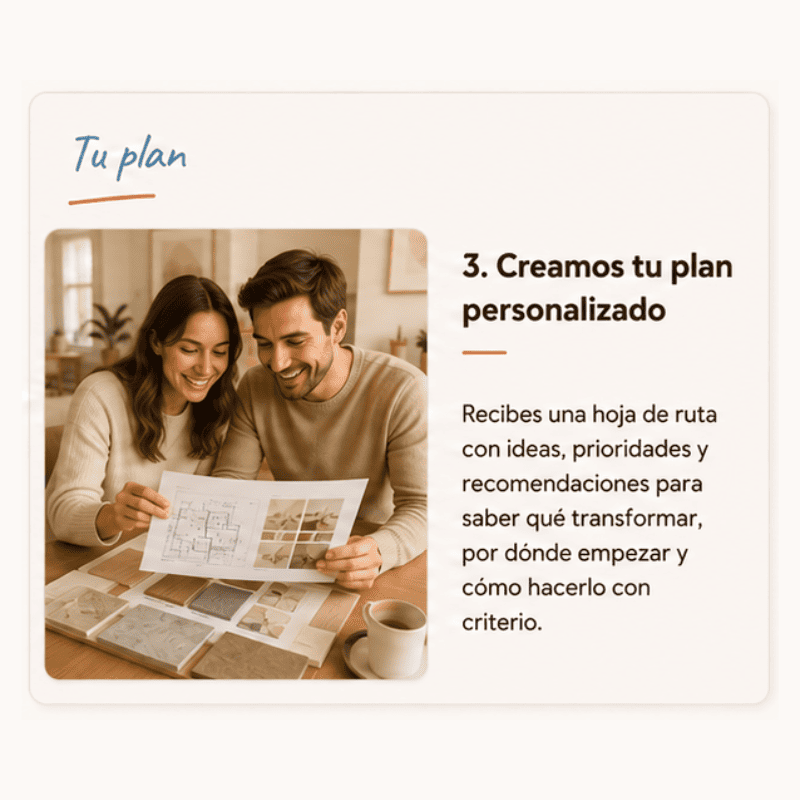 Plan personalizado de reforma con ideas, prioridades y recomendaciones para transformar un piso con criterio