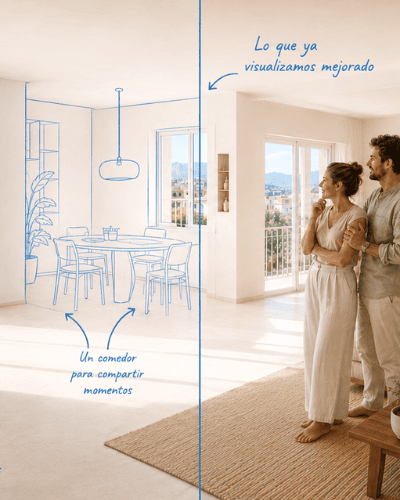 Piso luminoso con anotaciones sobre su potencial antes de reformarlo
